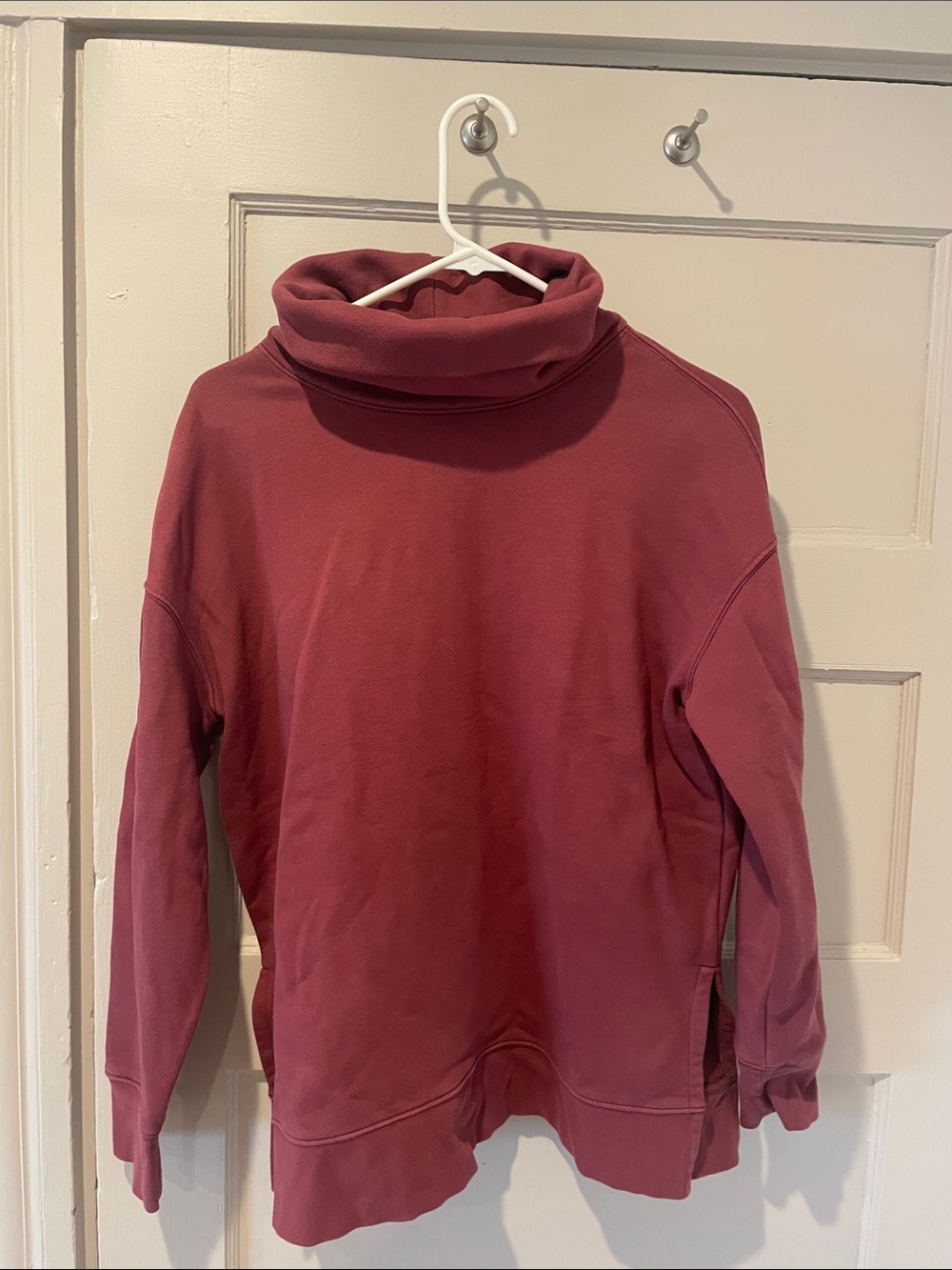 Athleta Rose-Red Fleece-Lined Pullover